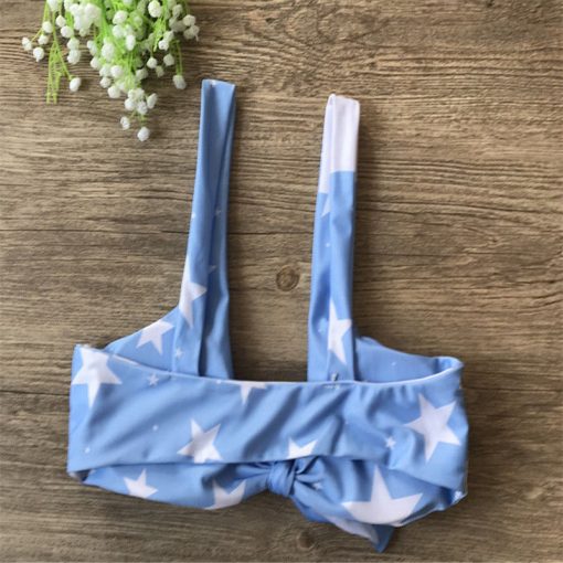 top con nudo delantero azul push up bikini